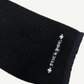 Chrome Hearts black horseshoe fleece hoodie laid flat, full silhouette of plush black sherpa shell