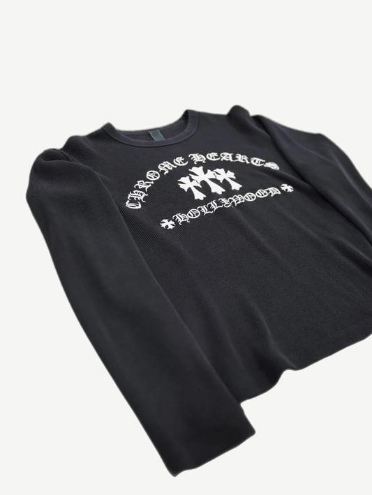 Chrome Hearts Black King Taco Embroidered Triple Cross Thermal Longsleeve