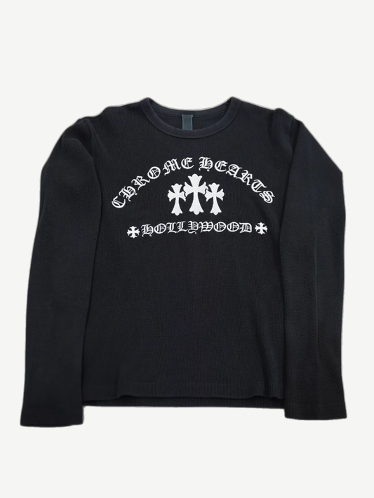 Chrome Hearts Black King Taco Embroidered Triple Cross Thermal Longsleeve
