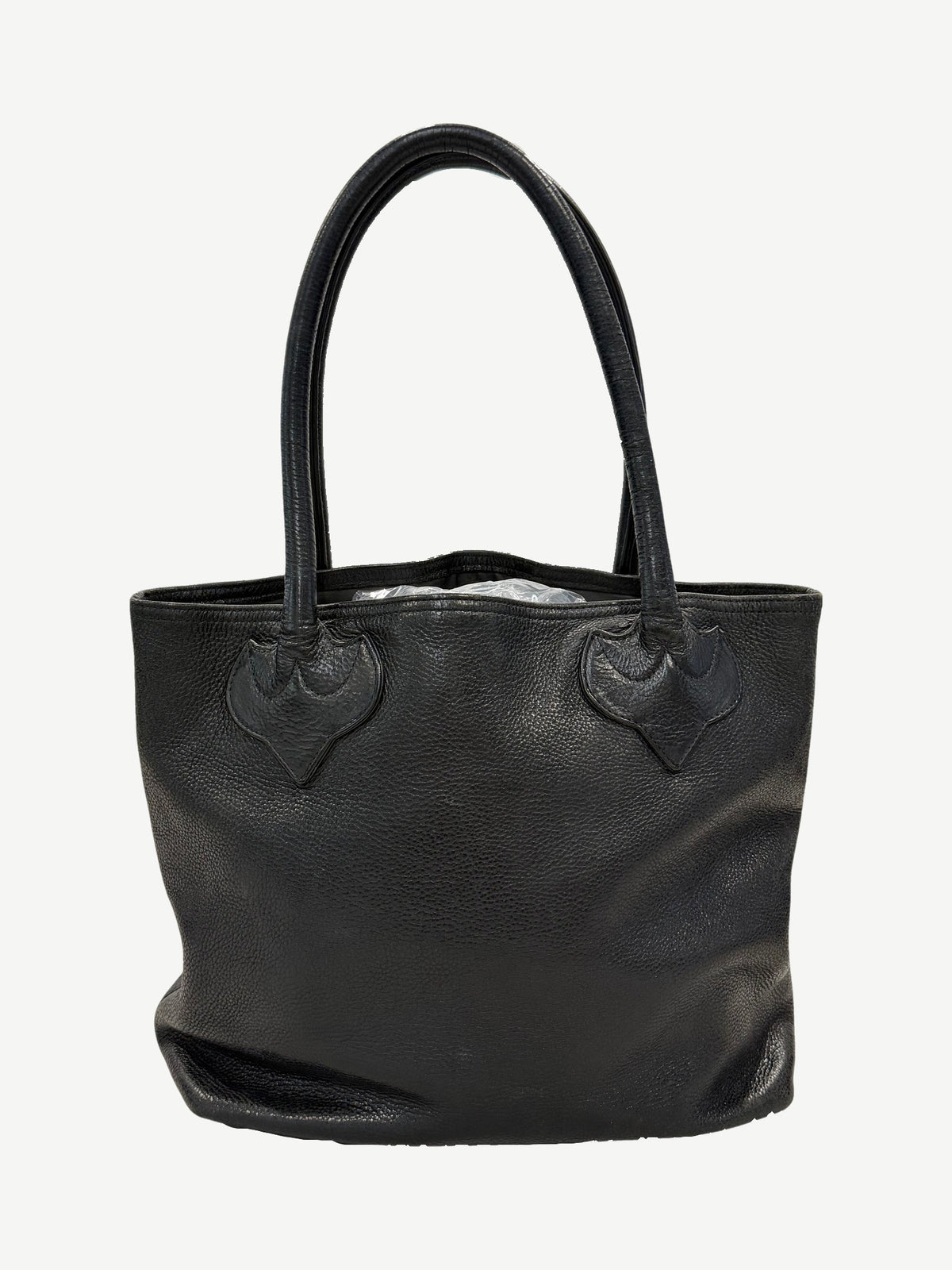 Chrome Hearts Black Leather Cross Tote Bag