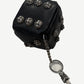 Chrome Hearts Black Leather Dice Studded Keychain with Dagger