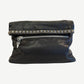 Chrome Hearts Black Leather Pyramid Studs Foldover Leather Clutch