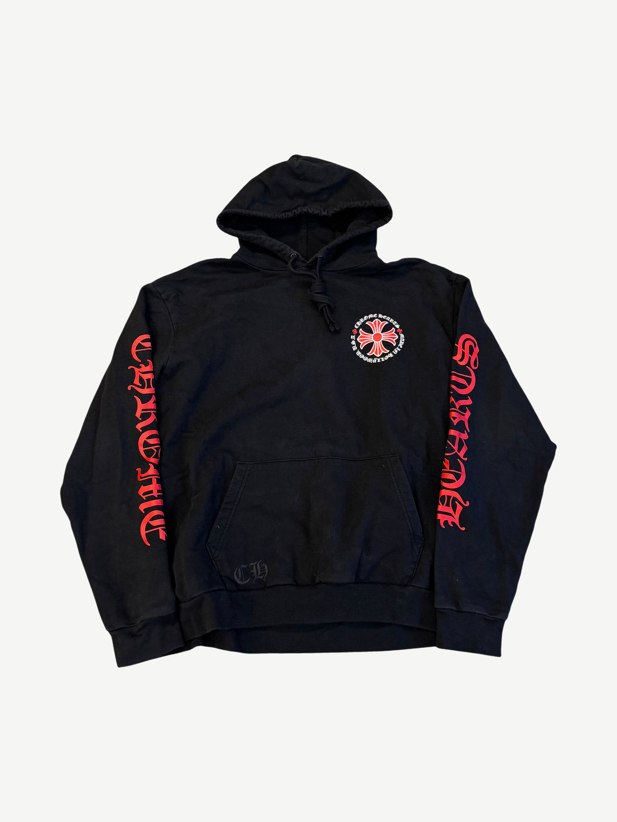 Chrome Hearts Black Made In Hollywood Red Plus Cross Hoodie