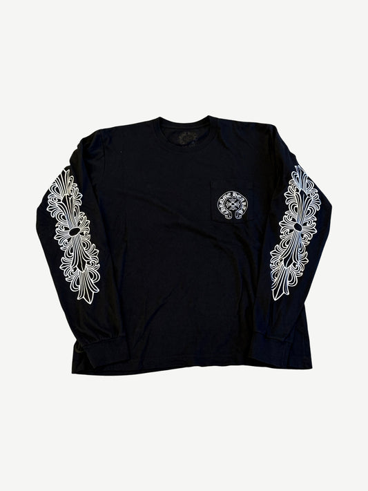 Chrome Hearts Black Malibu Exclusive Horseshoe Floral Longsleeve