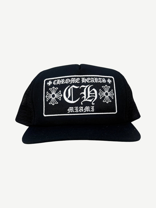 Chrome Hearts Black Miami CH Trucker Hat