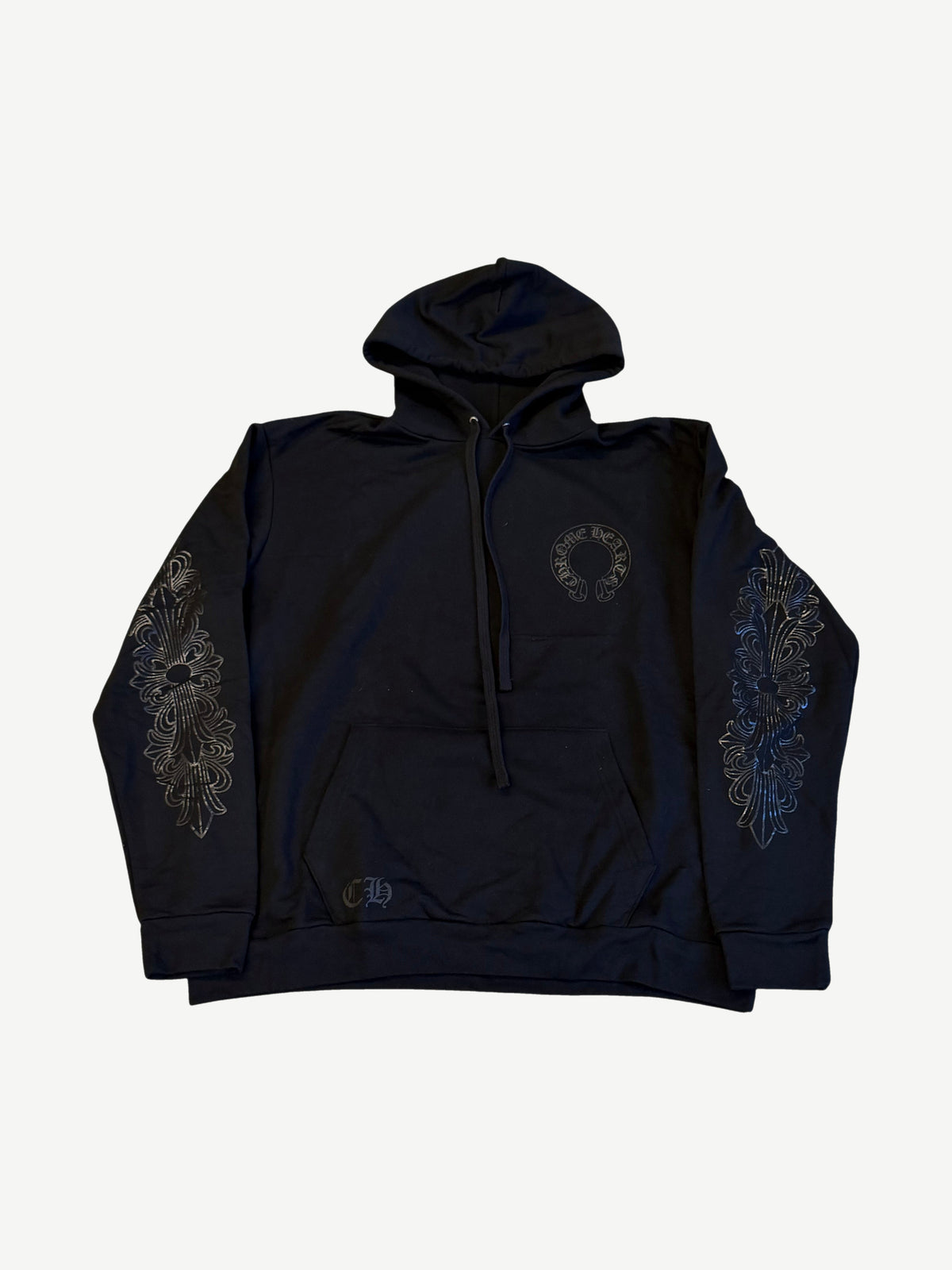 Chrome Hearts Black Online Pullover Horseshoe Floral Hoodie
