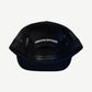 Chrome Hearts black trucker hat back with mesh panels, embroidered Chrome Hearts script, snapback.