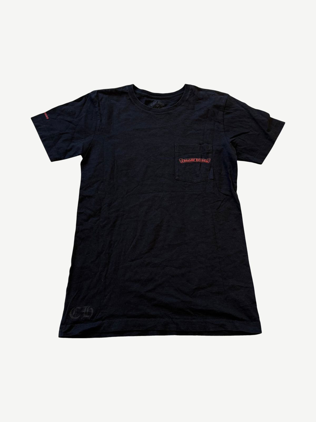 Chrome Hearts Black Red Horseshoe Scroll Pocket Tee