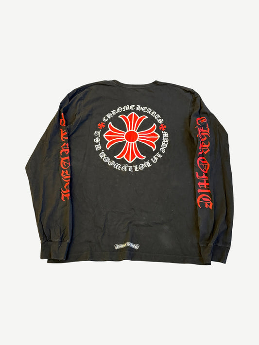 Chrome Hearts Black Red Made In Hollywood Cross Longsleeve