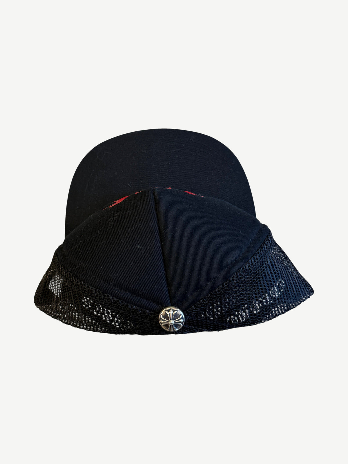 Chrome Hearts Black Red Triple Cross Trucker Hat