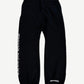 Chrome Hearts black scroll logo sweatpants back, gothic side print, welt pockets and scroll logo at ankle.