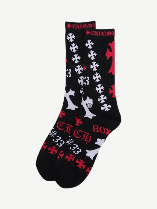 Chrome Hearts Black Stencil Single Pair Socks