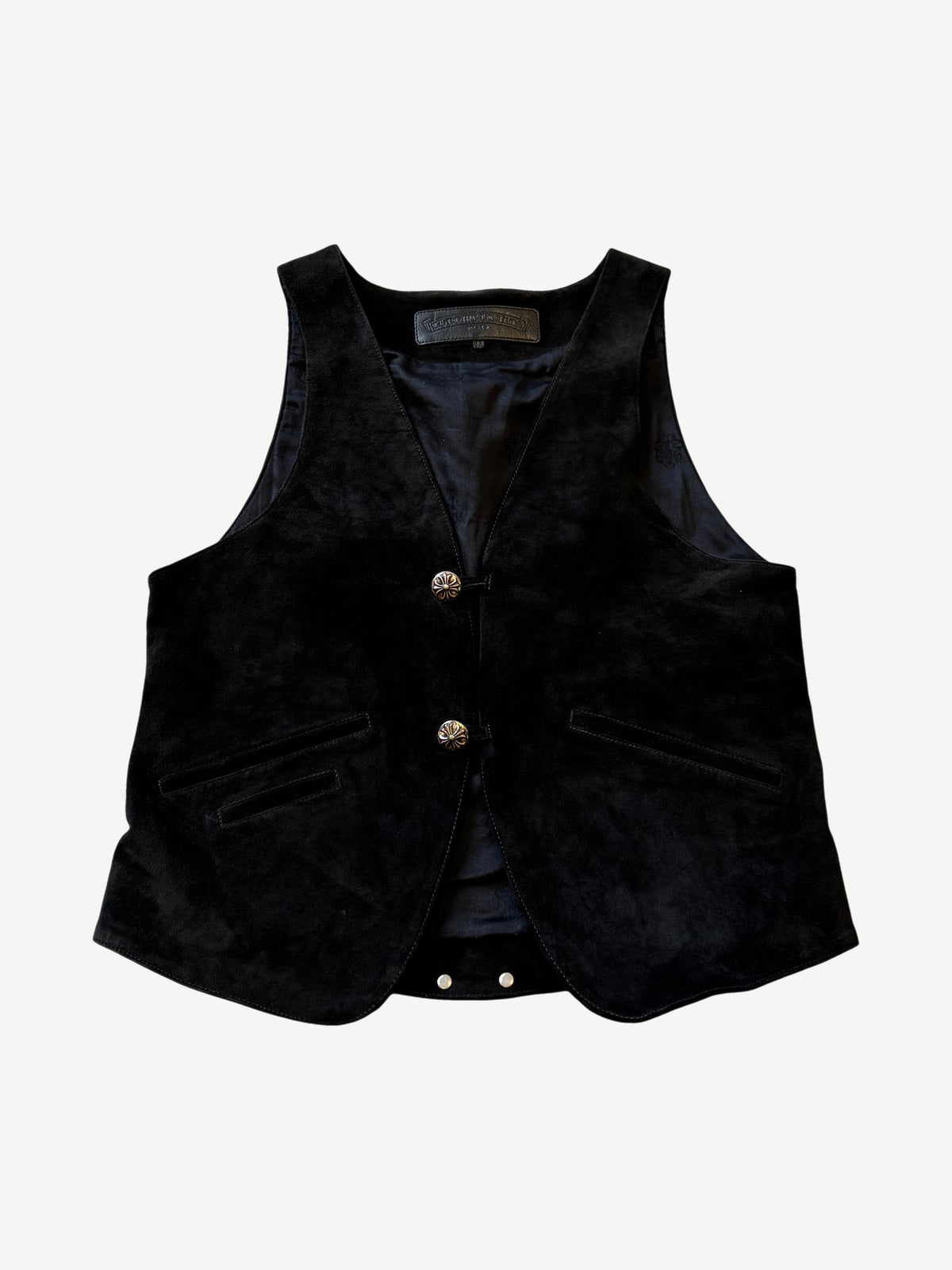Chrome Hearts Black Suede Leather Vest