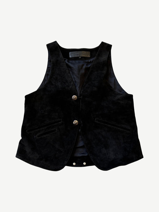 Chrome Hearts Black Suede Leather Vest