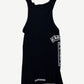 Chrome Hearts black rib tank back showing scroll banner Chrome Hearts logo at hem and white gothic side patches