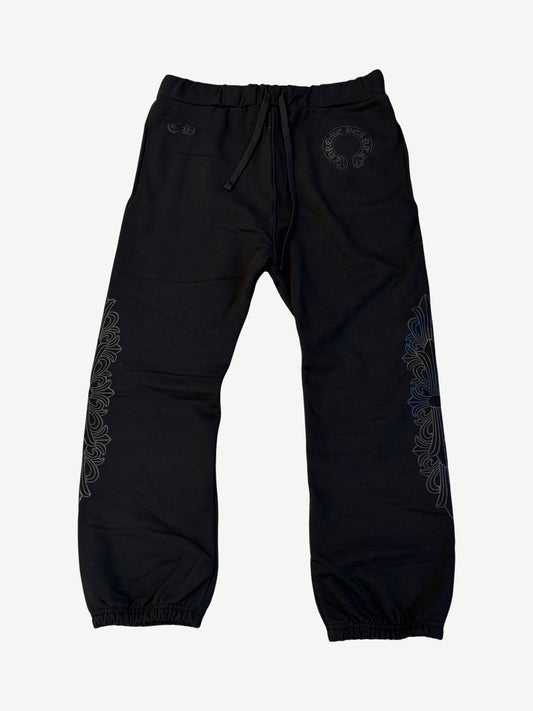 Chrome Hearts Black Tonal Horseshoe Floral Sweatpants