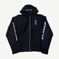 Chrome Hearts black tonal monogram zip up hoodie with dagger sleeve print and vertical chest logo embroidery