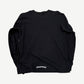 Chrome Hearts black flame long sleeve back view with Chrome Hearts scroll banner logo at lower hem.