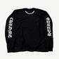 Chrome Hearts black longsleeve tee front with white neck logo print and ribbed crew collar.
