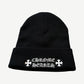 Chrome Hearts Black White Script Logo Beanie