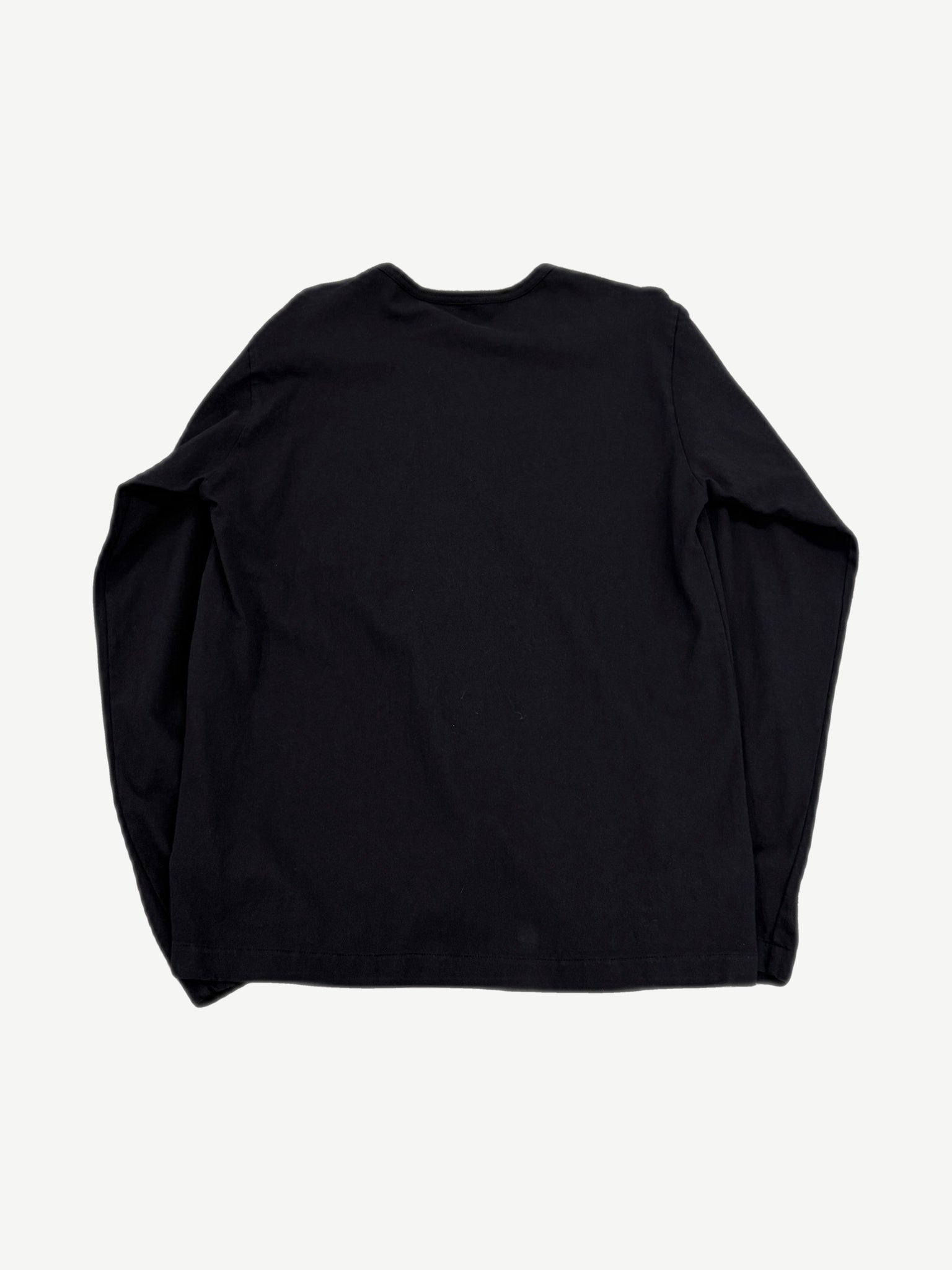 Chrome Hearts black longsleeve back view, blank black cotton showing relaxed fit and dropped shoulders