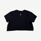 Chrome Hearts black cropped tee back view with small white cross logo embroidery at neckline