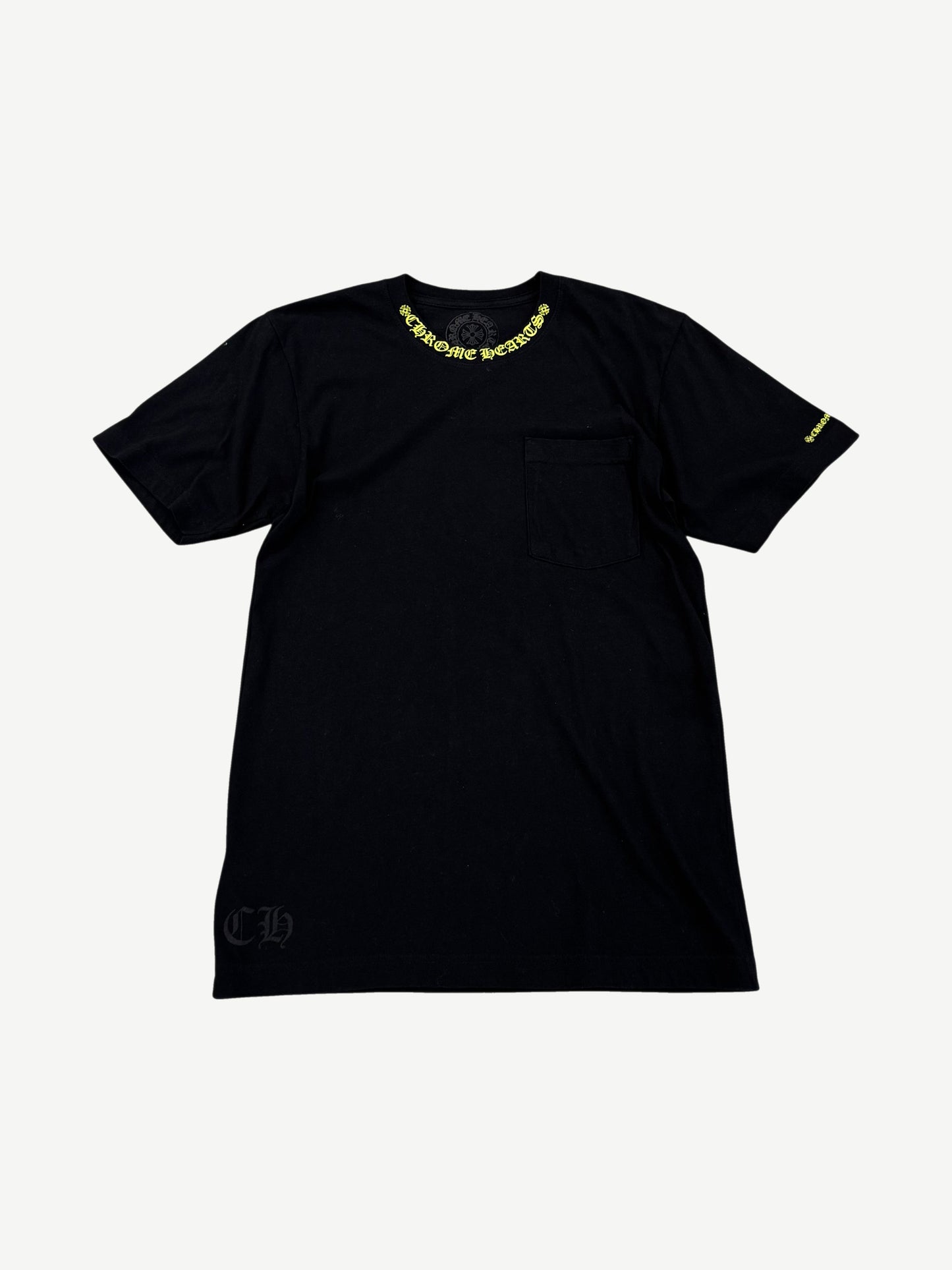 Chrome Hearts Black Yellow Neck Logo Tee