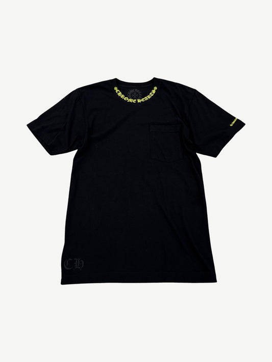 Chrome Hearts Black Yellow Neck Logo Tee
