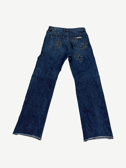 Chrome Hearts Blue Denim Cross Patch Jeans