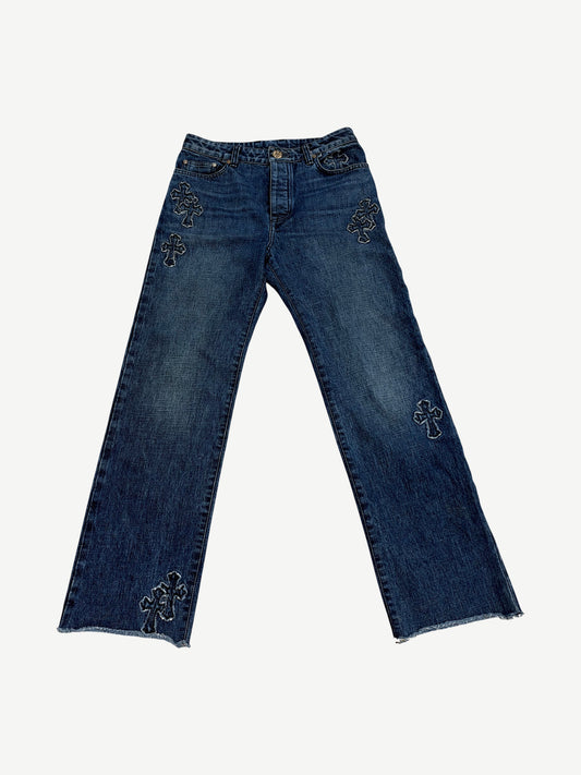Chrome Hearts Blue Denim Cross Patch Jeans