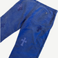 Chrome Hearts Blue French Work Cross Patch Pants