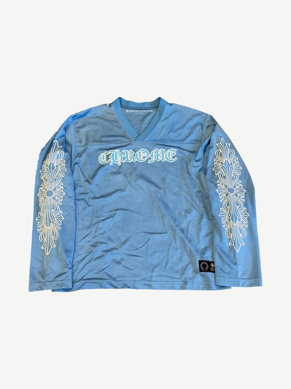 Chrome Hearts Blue Longsleeve Floral Mesh Jersey