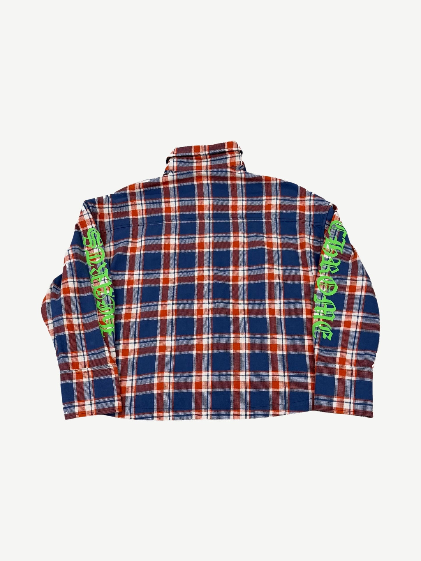 Chrome Hearts Blue Red Plaid Cropped Cargo Flannel Shirt