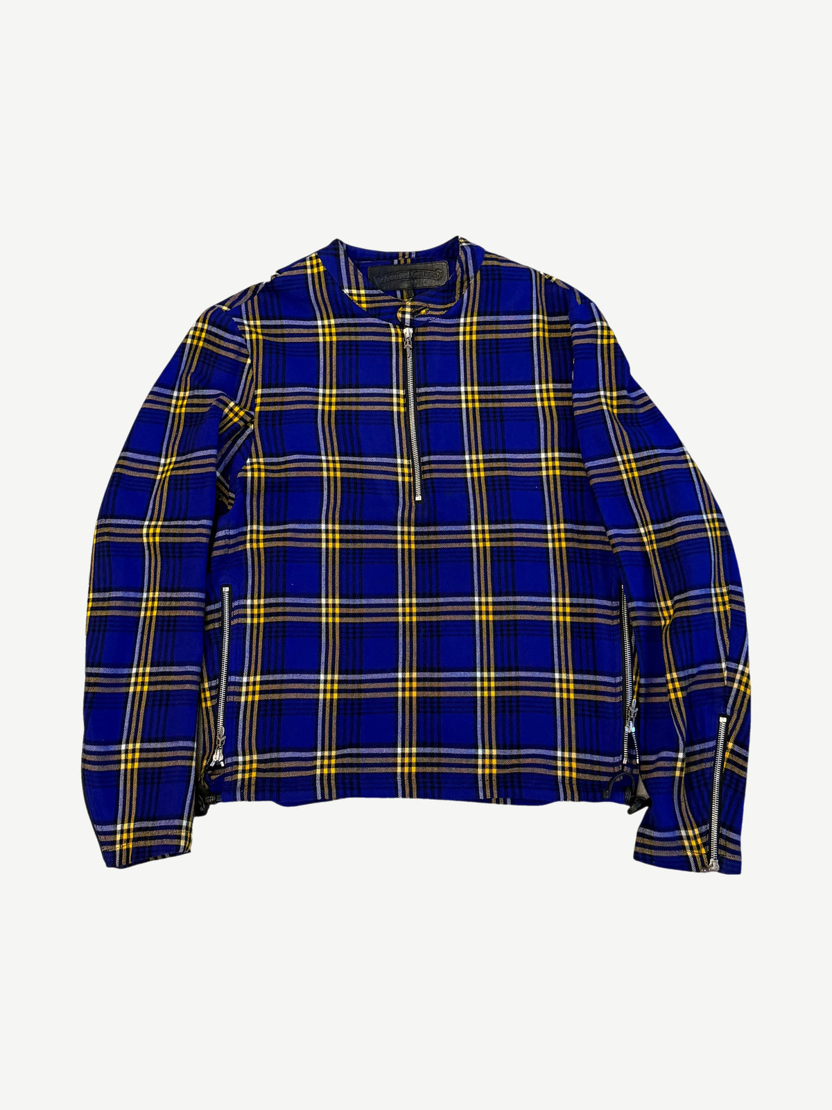 Chrome Hearts Blue Y Not Easy Riders Masai Check Halfzip Jacket