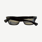 Chrome Hearts Gittin Any? brown tortoise frame glasses, side angle showing engraved silver temples