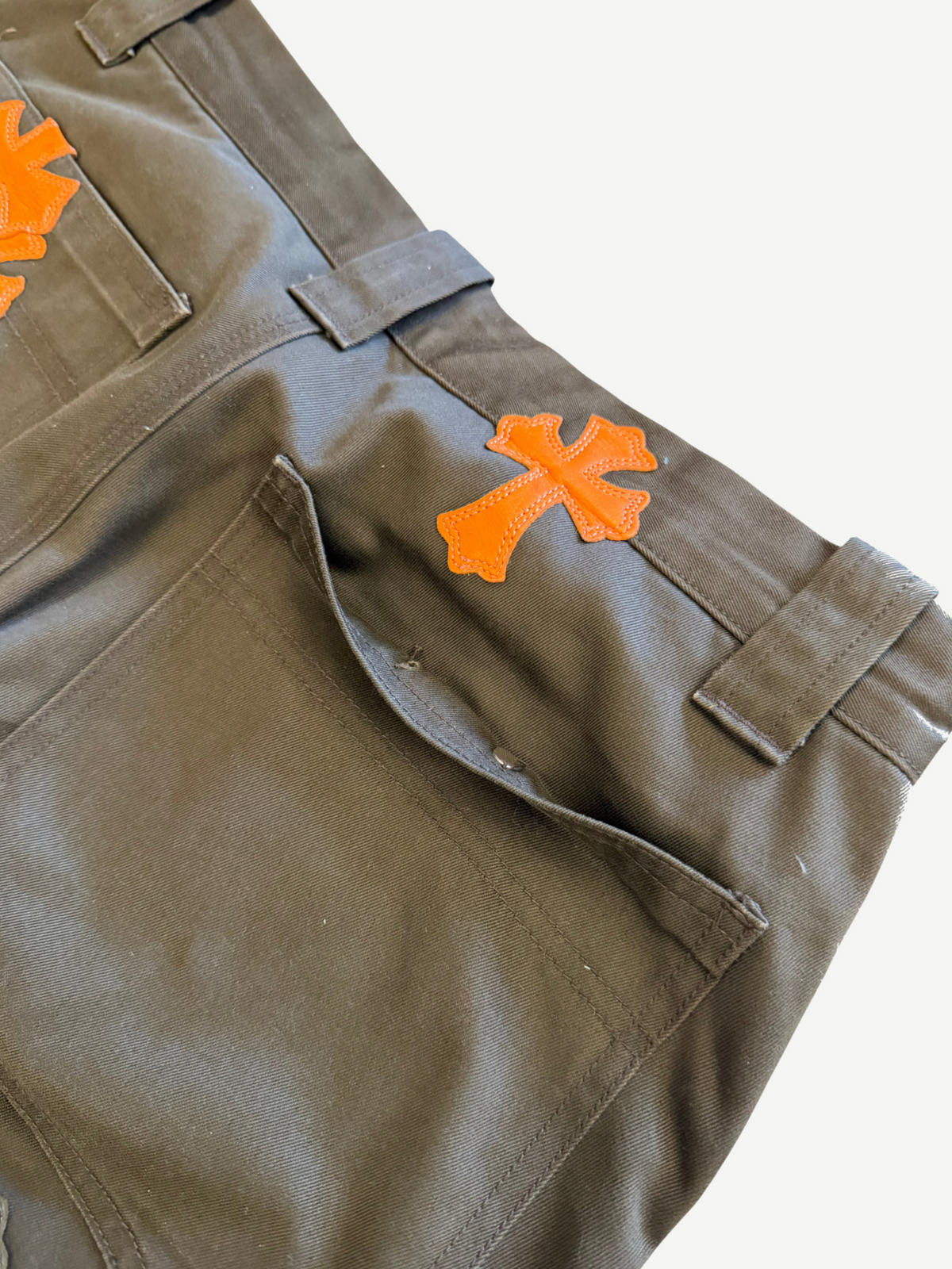 Chrome Hearts Brown Orange Cross Patch Carpenter Pants