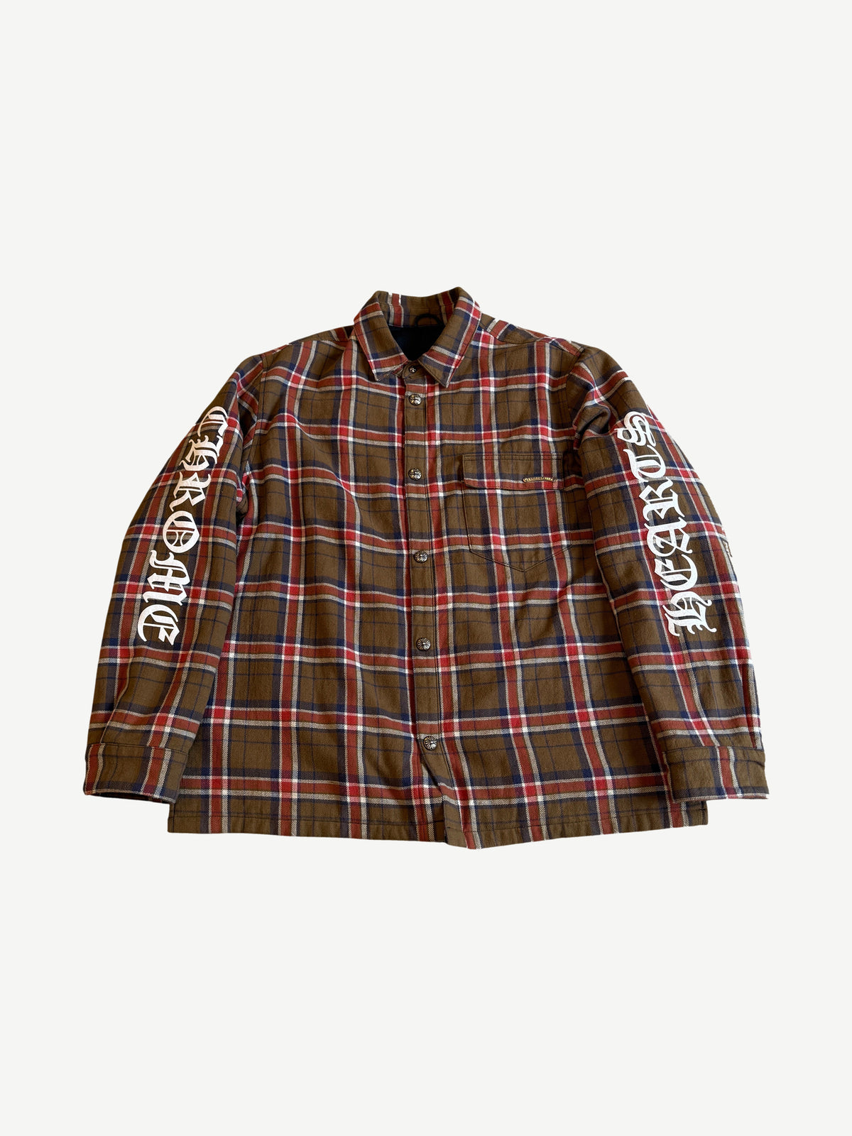 Chrome Hearts Brown Quilted Padded Flannel Shirt