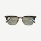 Front view of Chrome Hearts Sluntradiction clubmaster glasses showing brown brow bar and silver cross hardware