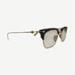 Chrome Hearts Sluntradiction browline glasses with brown acetate top, silver metal frame and cross temple accents