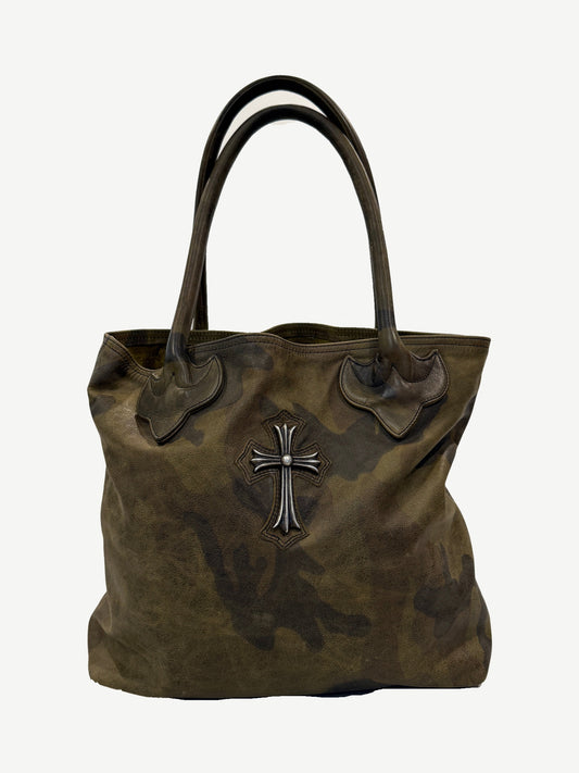 Chrome Hearts Camouflage Leather Silver Cross Tote Bag