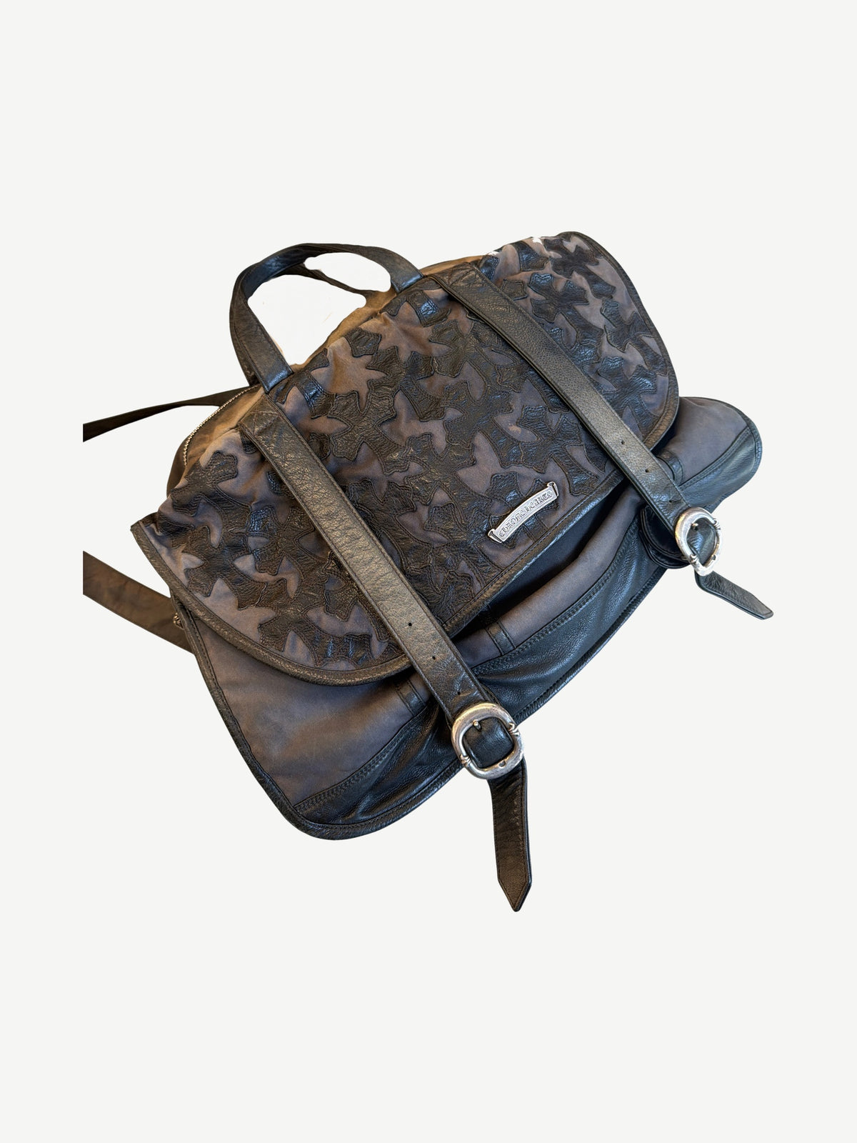 Chrome Hearts Cemetery Leather Flooded Crossbody XL Messenger Bag