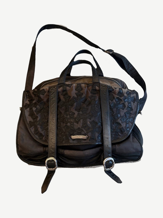 Chrome Hearts Cemetery Leather Flooded Crossbody XL Messenger Bag