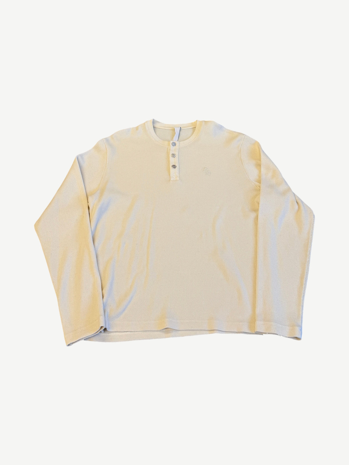 Chrome Hearts Cream Logo Embroidered Waffle Henley Shirt