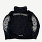 Chrome Hearts floral Cemetery zip-up back, white Chrome Hearts Old English bar print and cross sleeve graphics.