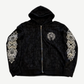 Chrome Hearts floral Cemetery zip-up hoodie with tonal floral allover print and white cross motifs on sleeves.