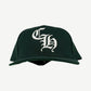 Chrome Hearts forest green 6-panel baseball cap with embroidered CH cross logo on front crown