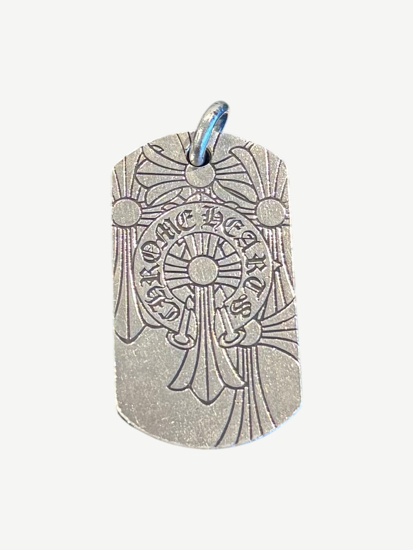Chrome Hearts God Bless the World Cemetery Horseshoe Dog Tag Pendant
