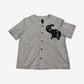 Chrome Hearts gray CH leather patch baseball jersey, button-front with red trim and chest logo patch