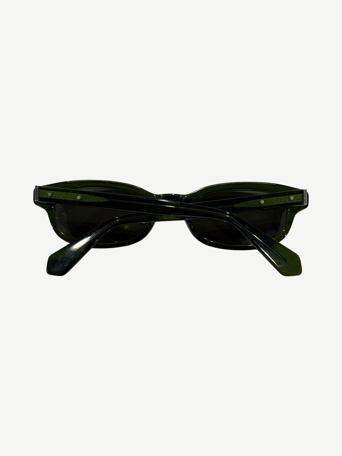 Chrome Hearts Lowrider green sunglasses folded view showing dark green acetate temples