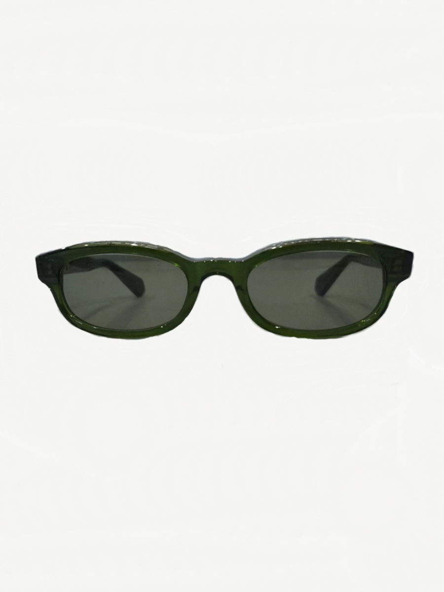 Chrome Hearts Lowrider green sunglasses top-down view showing slim brow line and arms